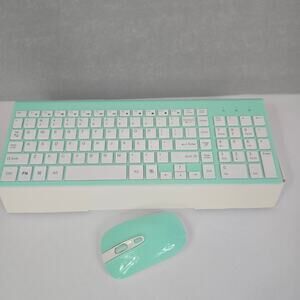 JoyAccess Slim Wireless JKB2B Keyboard & Mouse Combo - Aqua w/White Keys